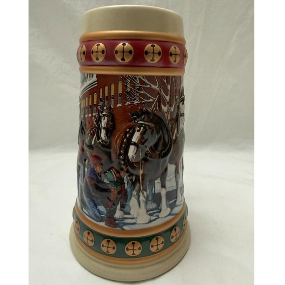 Vintage 1994 Budweiser Holiday Beer Stein Hometown Holiday With Box & COA - Picture 7 of 13